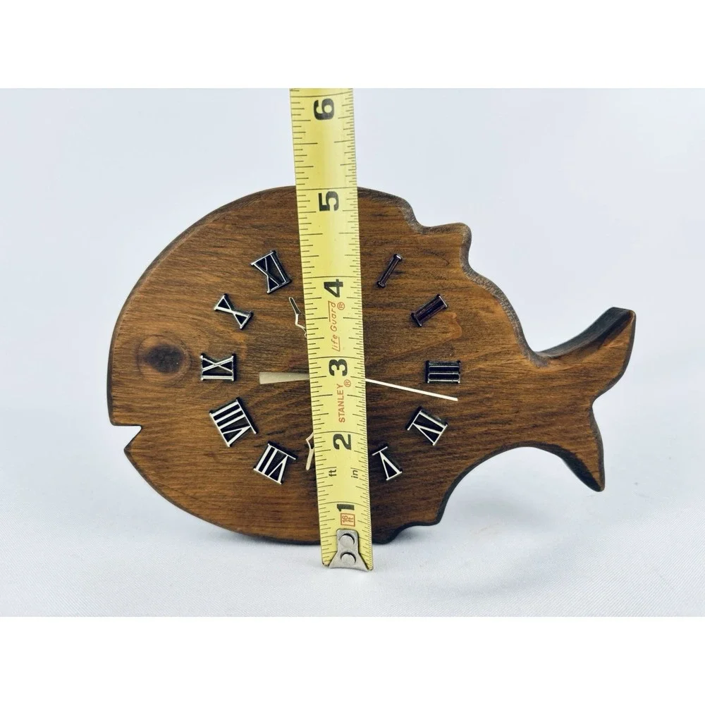 Vintage Hand Carved Wood Fish‎ Wall Clock - Retro Shabby Chic Cottagecore Works!